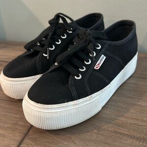 Superga 2740 Platform Sneaker Black Size 7.5